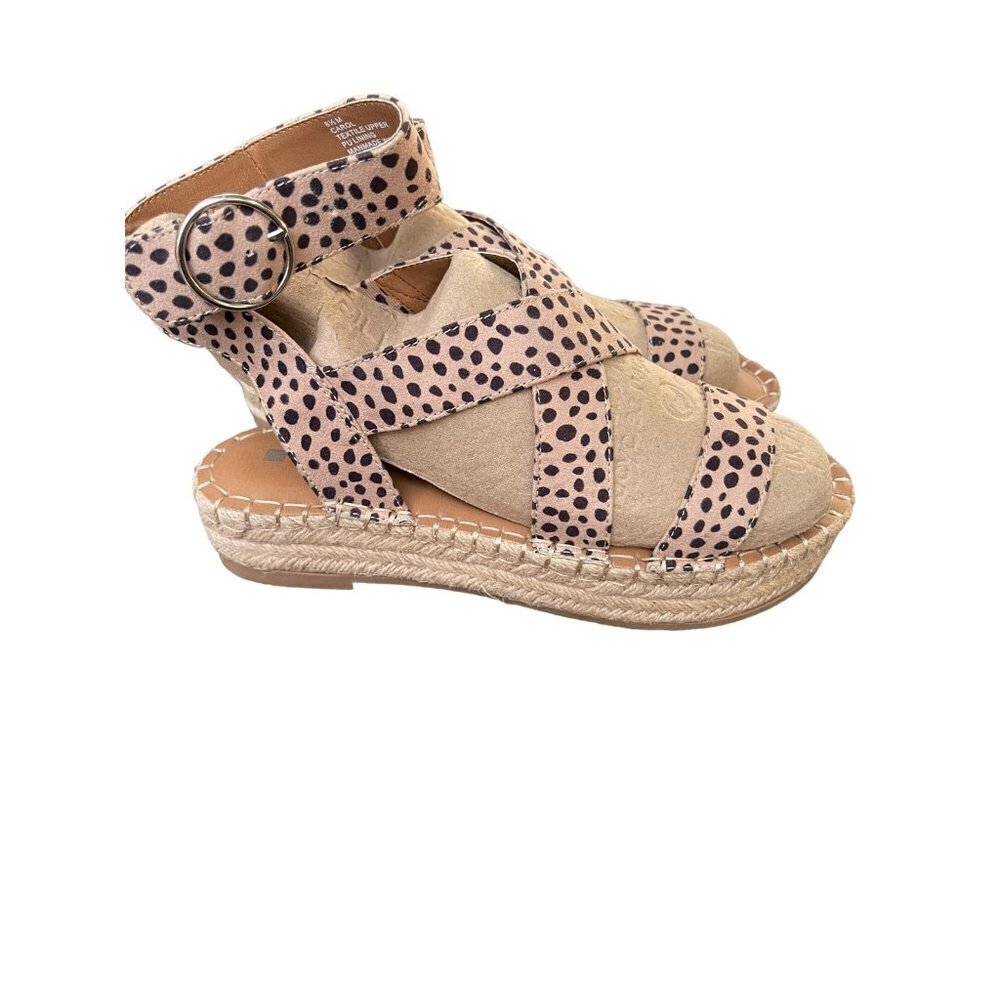 Dolcetta Carol espadrille wedge sandals with ankle strap size 8.5 Animal Print